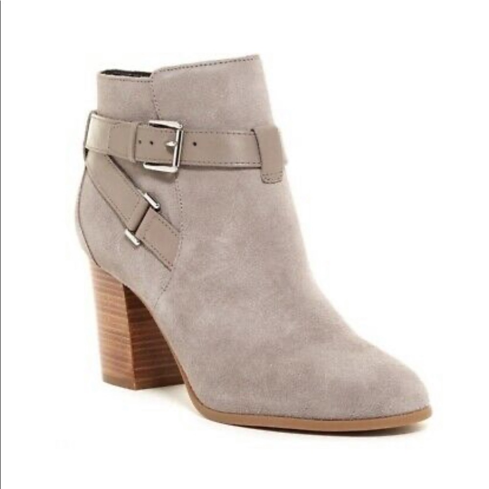 Cole Haan Grey Suede Minna Buckle Boots